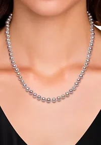 Lab Created STERLING SILVER 6MM FWP NECKLACE & STUD SET