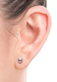 Lab Created STERLING SILVER 6MM FWP NECKLACE & STUD SET
