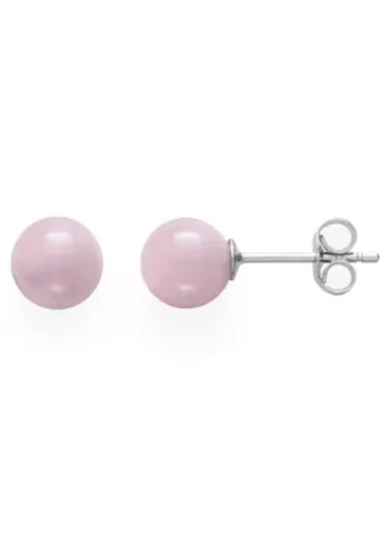 Lab Created STERLING SILVER 6MM JADE, ROSE QUARTZ AND ONYX STUD SET