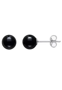 Lab Created STERLING SILVER 6MM JADE, ROSE QUARTZ AND ONYX STUD SET