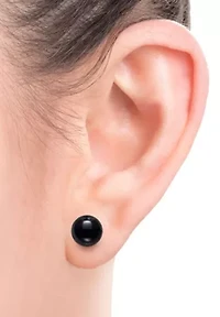 Lab Created STERLING SILVER 6MM JADE, ROSE QUARTZ AND ONYX STUD SET