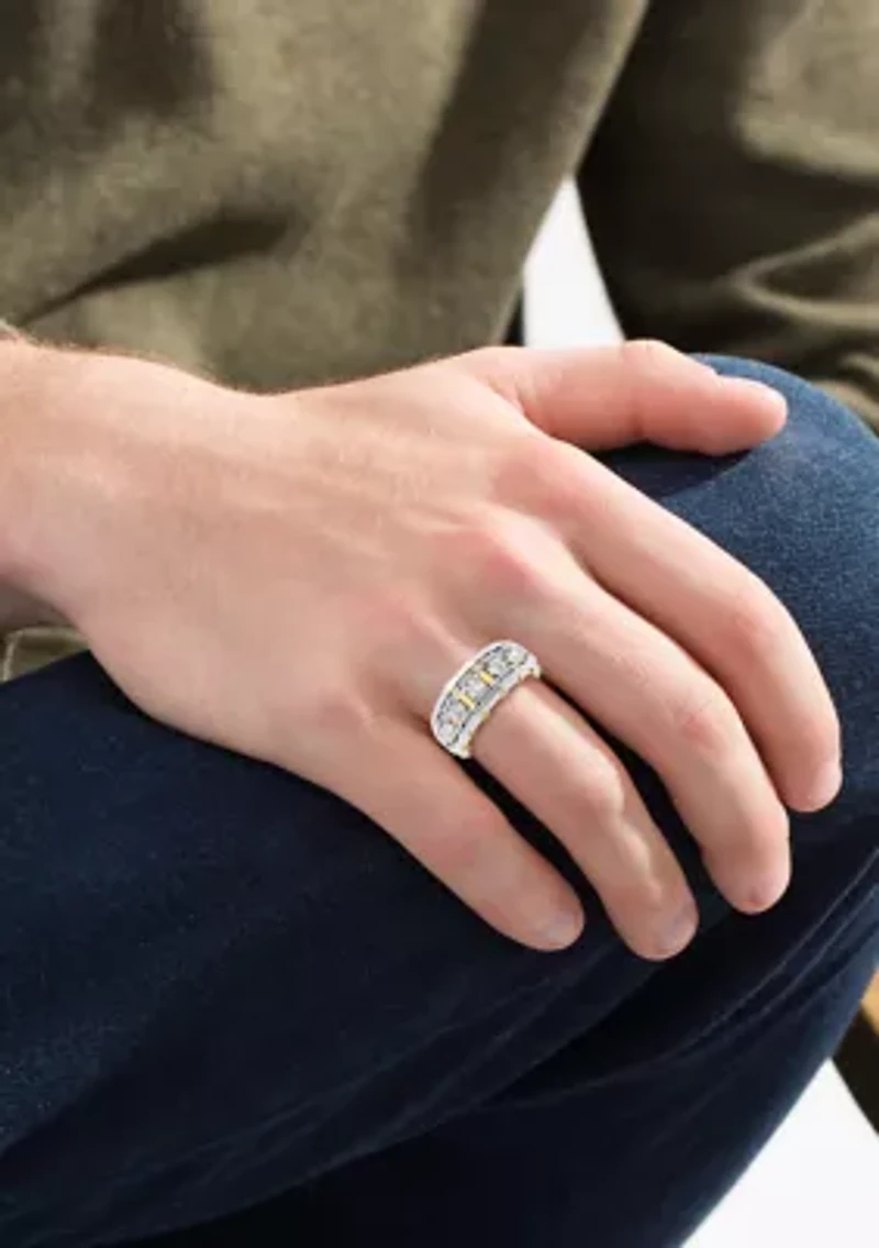 Men's 1 ct. t.w. Diamond Five Stone Alternating Rivet Band 14K Two-Tone Gold