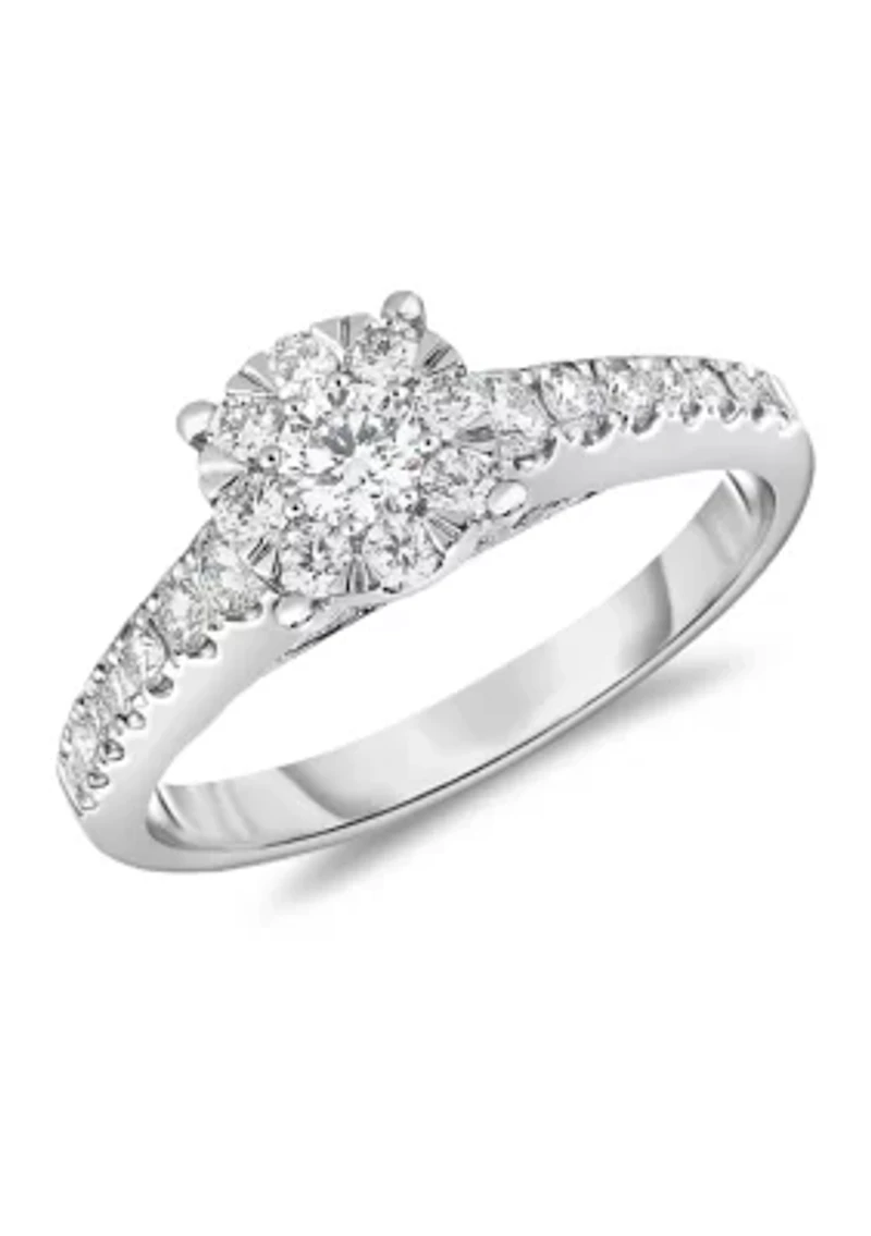 5/8 ct. t.w. Diamond Frame Engagement Ring 10K White Gold