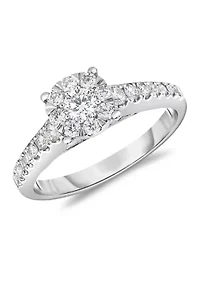 5/8 ct. t.w. Diamond Frame Engagement Ring 10K White Gold