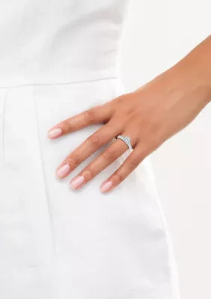 5/8 ct. t.w. Diamond Frame Engagement Ring 10K White Gold