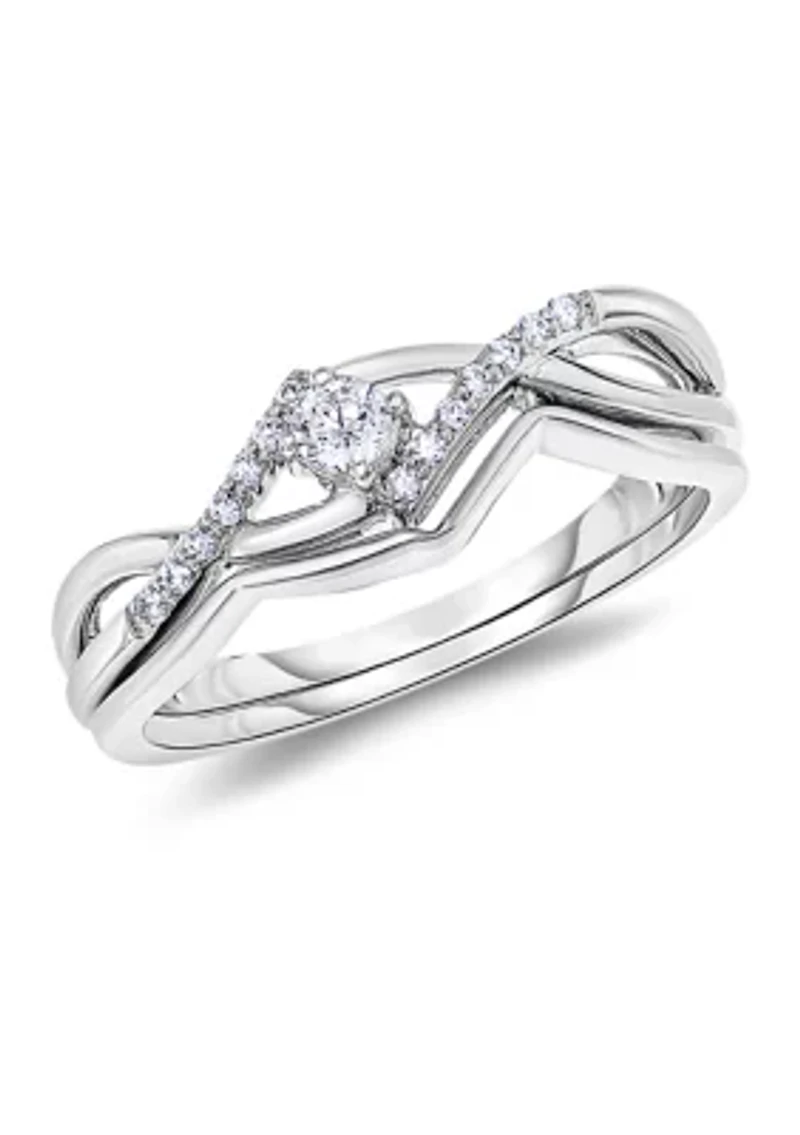 1/6 ct. t.w. Diamond Twist Bridal Set 10K White Gold