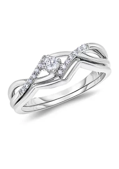 1/6 ct. t.w. Diamond Twist Bridal Set 10K White Gold