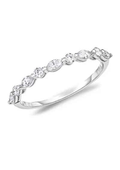 1/4 ct. t.w. Marquise and Round Diamond Alternating Stackable Band 14K Gold