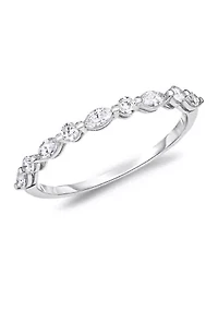 1/4 ct. t.w. Marquise and Round Diamond Alternating Stackable Band 14K Gold
