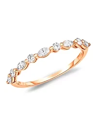 1/4 ct. t.w. Marquise and Round Diamond Alternating Stackable Band 14K Rose Gold