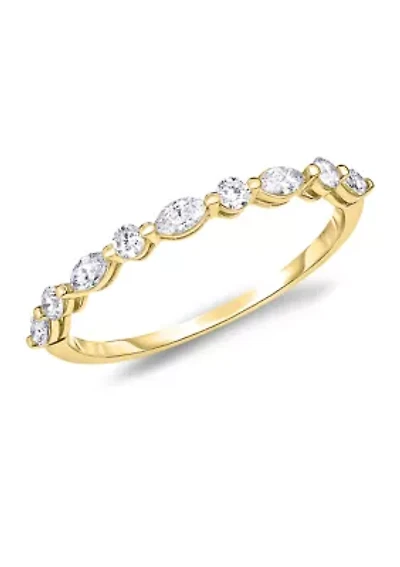1/4 ct. t.w. Marquise and Round Diamond Alternating Stackable Band 14K Gold