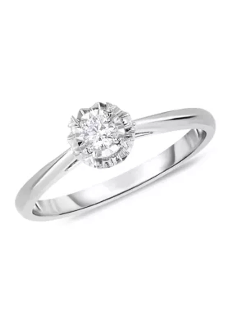 1/10 ct. t.w. Diamond Accent Solitaire Promise Ring in 10K White Gold