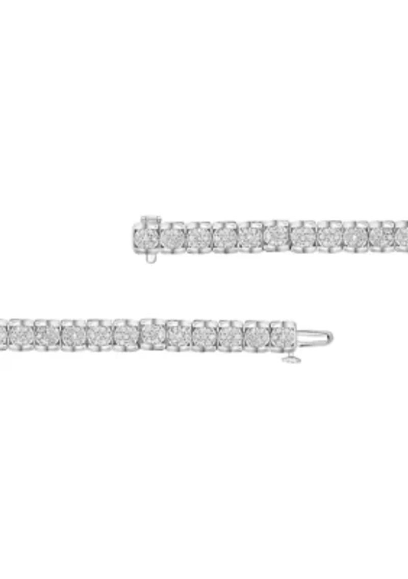 3 ct. t.w. Diamond Cluster Tennis Bracelet in Sterling Silver (H-I/I2-I3)