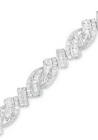 2 ct. t.w. Baguette and Round Diamond Bypass Bracelet in Sterling Silver