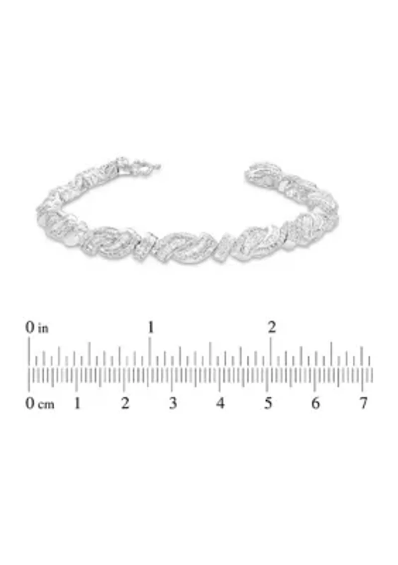 2 ct. t.w. Baguette and Round Diamond Bypass Bracelet in Sterling Silver