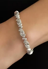 2 ct. t.w. Baguette and Round Diamond Bypass Bracelet in Sterling Silver