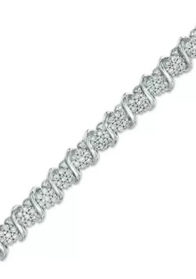 ct. t.w. Diamond "S" Tennis Bracelet in Sterling Silver