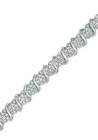 ct. t.w. Diamond "S" Tennis Bracelet in Sterling Silver