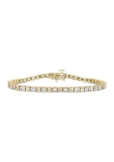 1/2 ct. t.w. Baguette and Round Diamond Tennis Bracelet in 10K Gold (I/I2)
