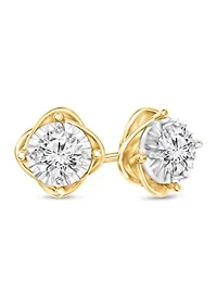  1/4 ct. t.w. Round Cut Diamond Floral Stud Earrings in 10K Two Tone Gold 