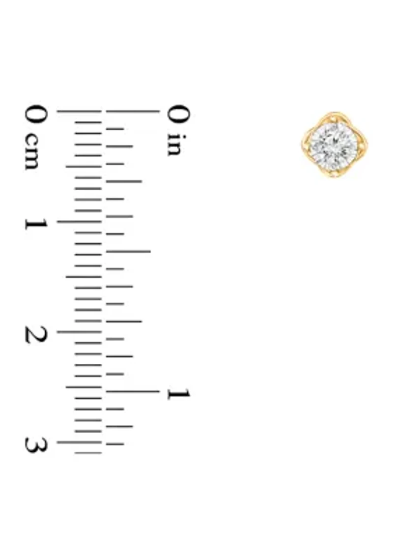  1/4 ct. t.w. Round Cut Diamond Floral Stud Earrings in 10K Two Tone Gold 