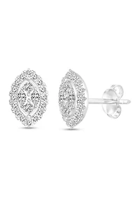1/2 ct. t.w. Diamond Halo Marquise Shaped Stud Earrings in 14K White Gold