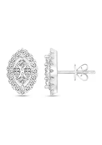 1/2 ct. t.w. Diamond Halo Marquise Shaped Stud Earrings in 14K White Gold