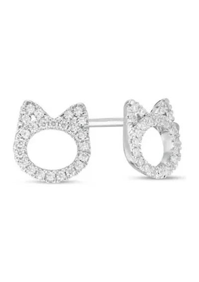 1/5 ct. t.w. Diamond Cat Stud Earrings in Sterling Silver