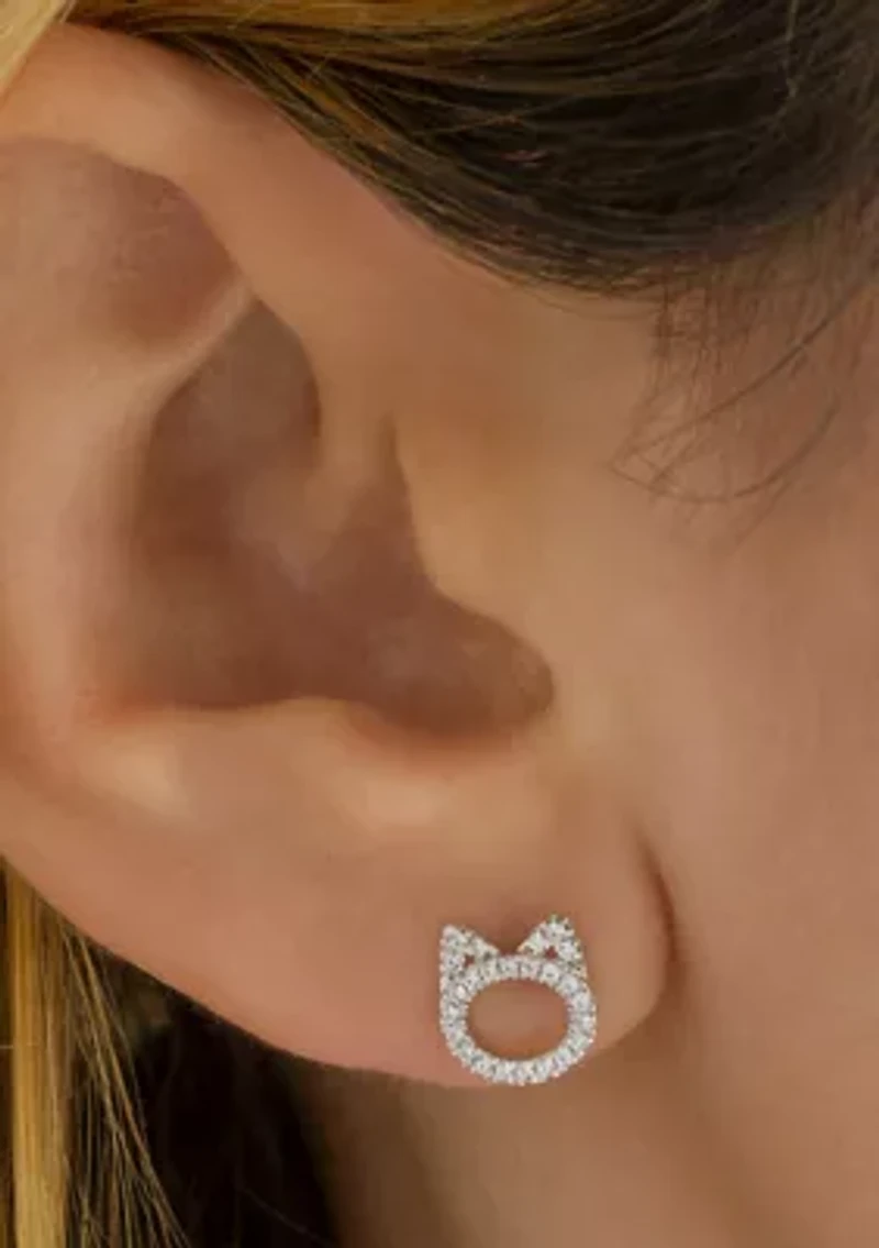 1/5 ct. t.w. Diamond Cat Stud Earrings in Sterling Silver