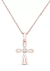 1/10 ct. t.w. Diamond Accent Loop Cross Pendant in 10K Rose Gold