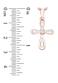 1/10 ct. t.w. Diamond Accent Loop Cross Pendant in 10K Rose Gold