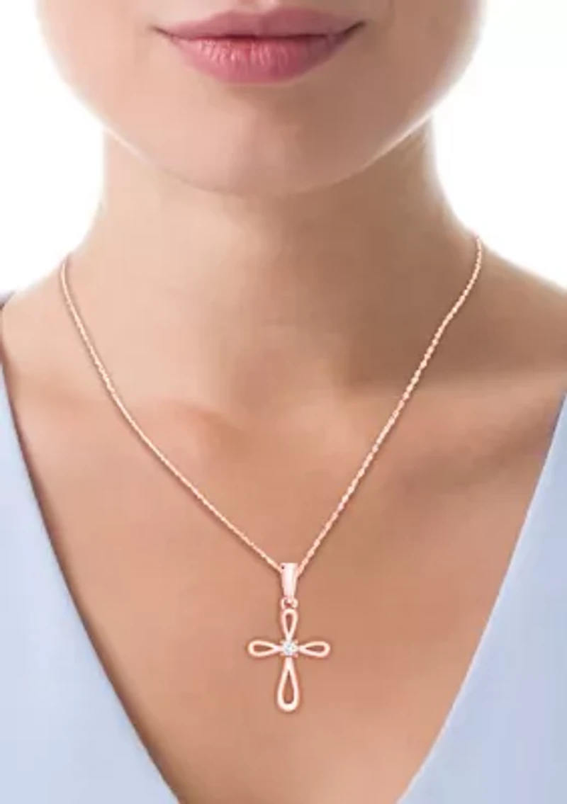 1/10 ct. t.w. Diamond Accent Loop Cross Pendant in 10K Rose Gold
