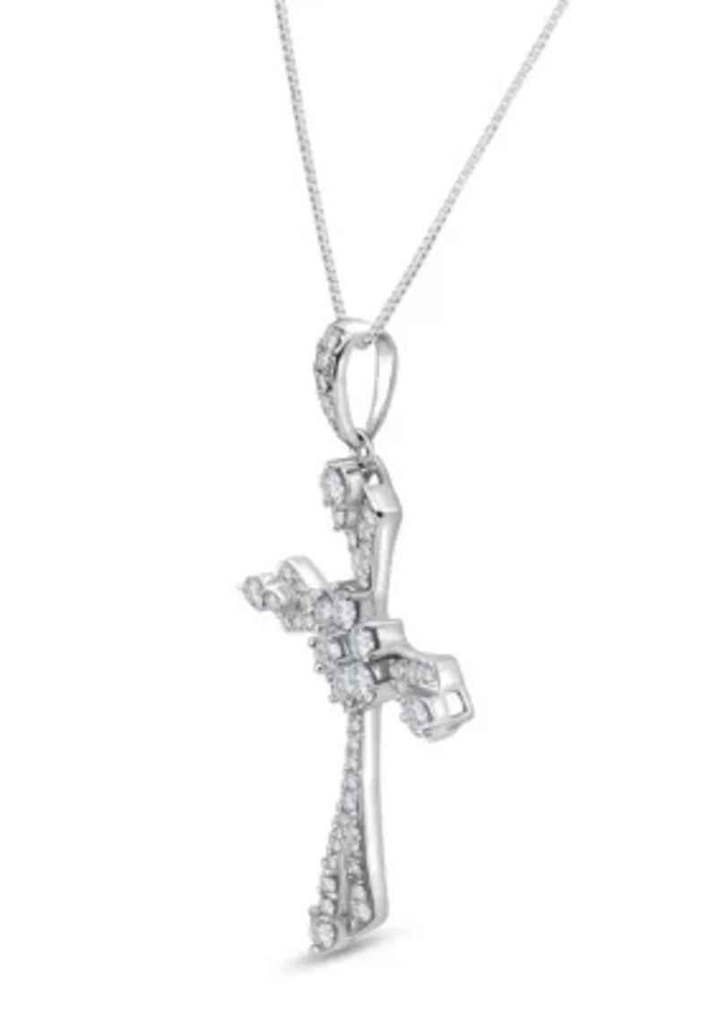3/4 C.T.T.W Diamond 14K Cross Pendant