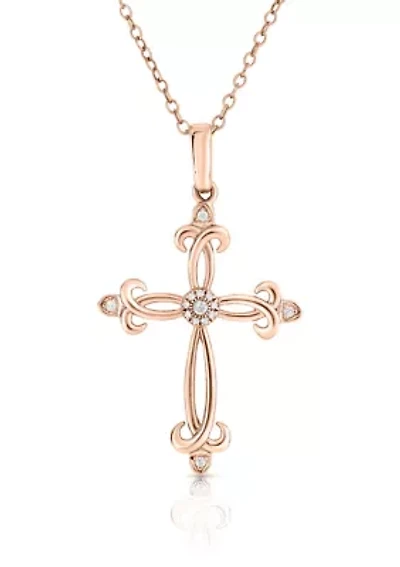0.08 C.T.T.W Diamond 10K Cross Pendant
