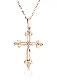 0.08 C.T.T.W Diamond 10K Cross Pendant