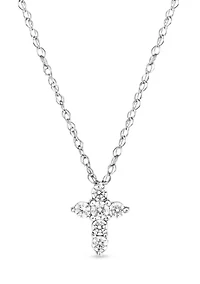 1/10 ct. t.w. Round-Cut Diamond Cross Necklace in 10K White Gold