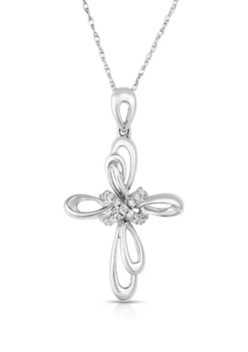1/10 C.T.T.W Diamond 10K Cross Pendant