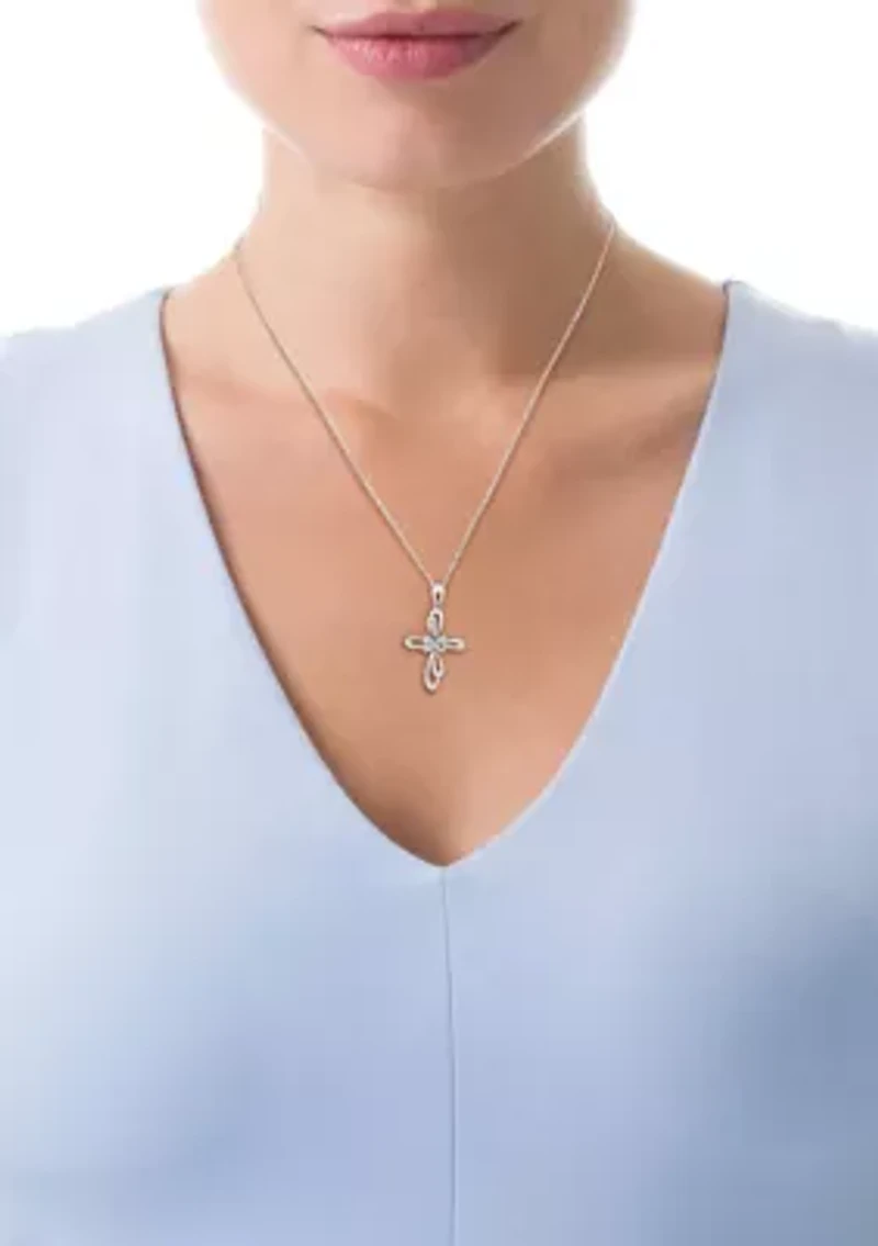 1/10 C.T.T.W Diamond 10K Cross Pendant