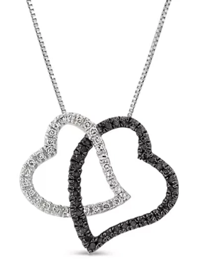 1/4 ct. t.w. Enhanced Black and White Diamond Double Heart Pendant in 10K White Gold