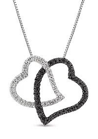 1/4 ct. t.w. Enhanced Black and White Diamond Double Heart Pendant in 10K White Gold
