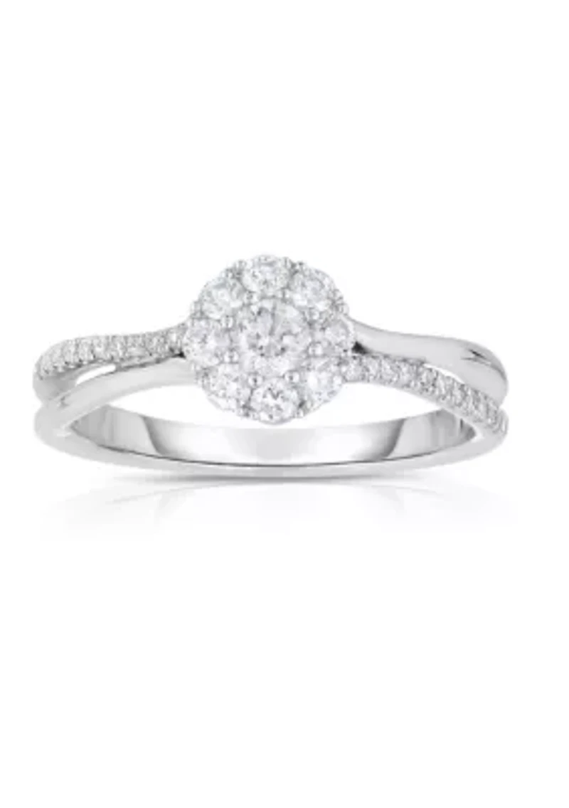 1/2 C.T.T.W Diamond 14Kt Gold Engagement Ring