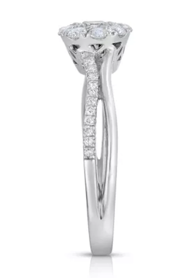 1/2 C.T.T.W Diamond 14Kt Gold Engagement Ring