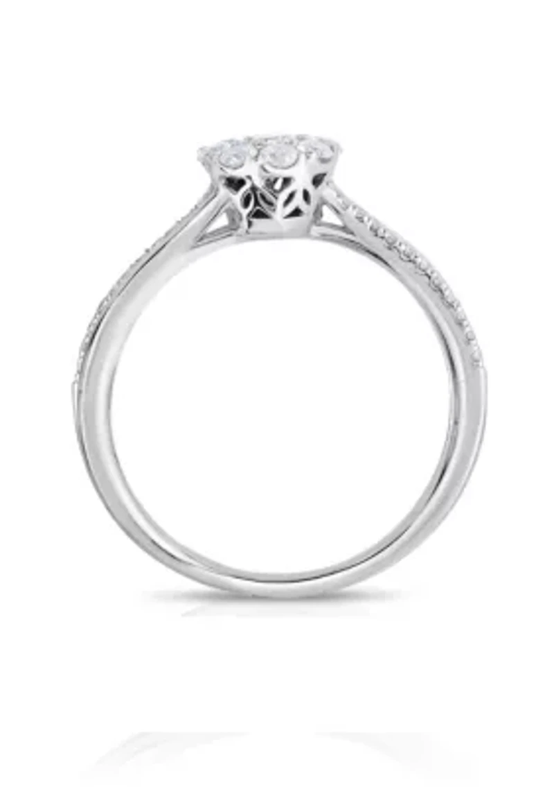 1/2 C.T.T.W Diamond 14Kt Gold Engagement Ring
