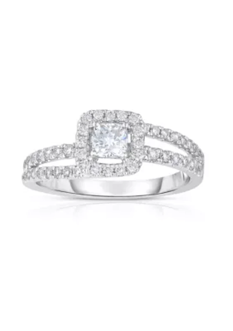 3/4 C.T.T.W Diamond 14Kt Gold Engagement Ring
