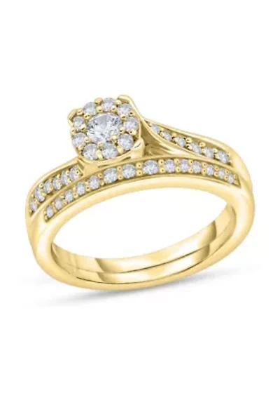 3/8 C.T.T.W Diamond 14Kt Gold Bridal Set