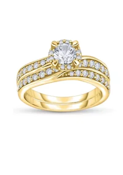 7/8 C.T.T.W Diamond 14Kt Gold Bridal Set