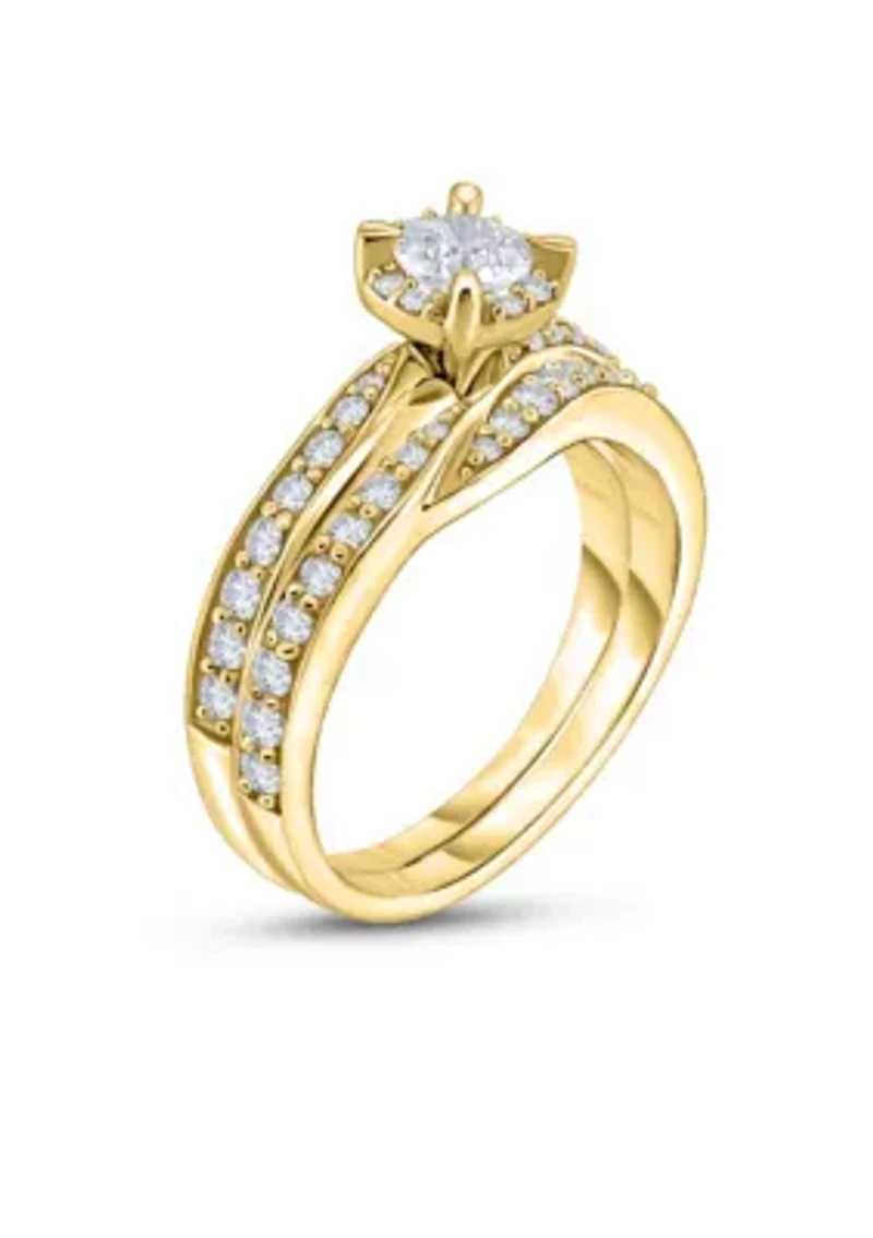 7/8 C.T.T.W Diamond 14Kt Gold Bridal Set