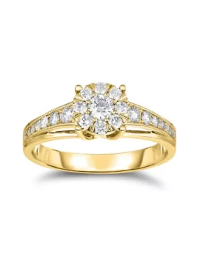 1/2 C.T.T.W Diamond 14Kt Gold Engagement Ring