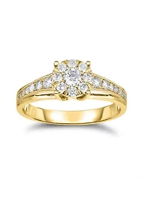 1/2 C.T.T.W Diamond 14Kt Gold Engagement Ring