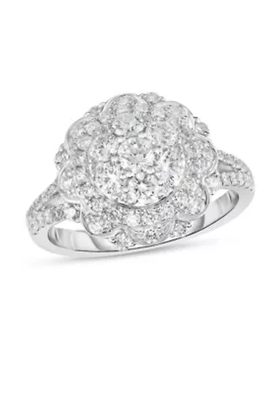 1 1/3 C.T.T.W Diamond 14Kt Gold Engagement Ring